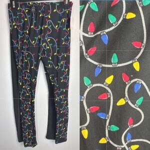 Just One Christmas Lights‎ Holiday Theme Leggings 2 Pcs Women's Medium NWT